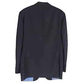 Ermenegildo Zegna- Ermenegildo Zegna Single-Breasted Blazer and Trousers Set in Navy Blue Wool-Blue,Navy blue