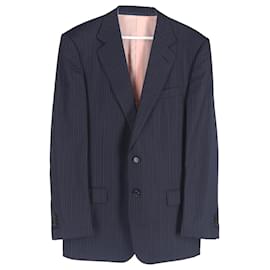 Ermenegildo Zegna-Ermenegildo Zegna Striped Single-Breasted Blazer and Trousers Set in Navy Blue Wool-Blue,Navy blue