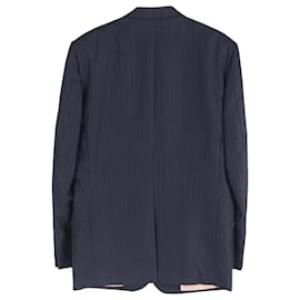 Ermenegildo Zegna-Ermenegildo Zegna Striped Single-Breasted Blazer and Trousers Set in Navy Blue Wool-Blue,Navy blue