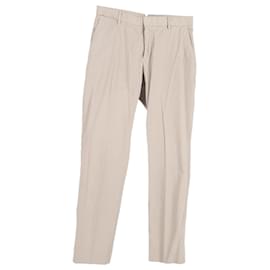 Ermenegildo Zegna- Ermenegildo Zegna Straight-Leg Trousers in Beige Cotton-Beige