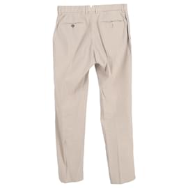 Ermenegildo Zegna- Ermenegildo Zegna Straight-Leg Trousers in Beige Cotton-Beige