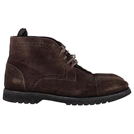 Tom Ford- Tom Ford Laser Cut Lacer-Up Chukka Boots in Brown Suede-Brown
