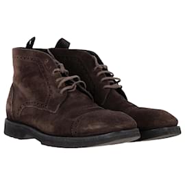 Tom Ford- Tom Ford Laser Cut Lacer-Up Chukka Boots in Brown Suede-Brown