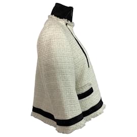 Sacai- Sacai Double-Zipped Tweed Jacket in White Wool-White
