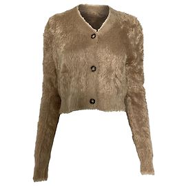 Cardigan court brossé en nylon marron d'Acne Studios Marron