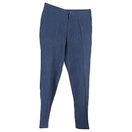 Ermenegildo Zegna-Ermenegildo Zegna Trousers in Navy Blue Cotton-Blue,Navy blue