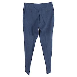 Ermenegildo Zegna-Ermenegildo Zegna Trousers in Navy Blue Cotton-Blue,Navy blue