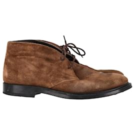 Tod's- Tod's Polacco Gomma Chukka Ankle Boots in Brown Suede-Brown