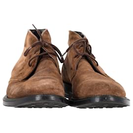 Tod's- Tod's Polacco Gomma Chukka Ankle Boots in Brown Suede-Brown