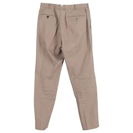 Ermenegildo Zegna-  Ermenegildo Zegna Straight-Leg Trousers in Brown Cotton-Brown
