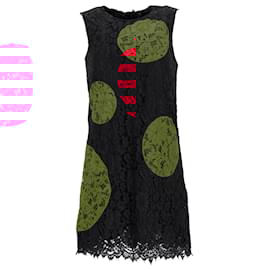 Dolce & Gabbana- Dolce & Gabbana Polka Dot Lace Detail Mini Dress in Black and Red Cotton-Black