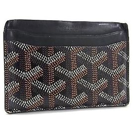 Goyard Black Brown Monogram Saint Sulpice Leather Cardholder Brown Black