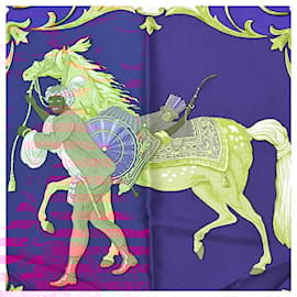 Hermès-Hermes Silk Scarf Cheval Turc 90cm-Blue