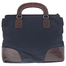 Prada-Prada Nylon Leather Tessuto Embossed Logo Tote-Blue