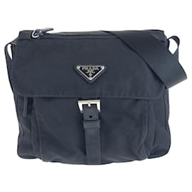 Prada-Prada Nylon Tessuto Triangle Logo Crossbody-Black