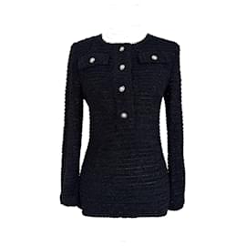 Chanel-New CC Buttons Black Tweed Jumper-Black