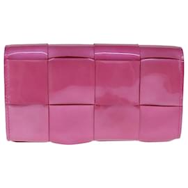 Autre Marque-BOTTEGA VENETA Long Wallet Enamel Pink Auth 93268A-Pink
