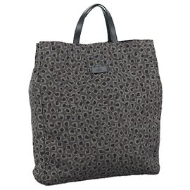 GUCCI Tote Bag Canvas Black Auth ep6974 Black