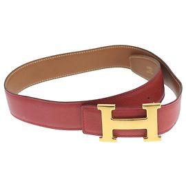 Hermès Cinturón de cuero HERMES Constance 31,5"" oro rojo Auth yk16343 Roja Dorado