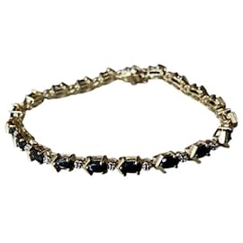 Autre Marque-Vintage ADL Blue Sapphire Tennis Bracelet 14K Yellow Gold-Golden