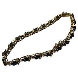 Autre Marque-Vintage ADL Blue Sapphire Tennis Bracelet 14K Yellow Gold-Golden