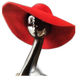 Autre Marque Cappello Dita in Velluto Rosso Rosso