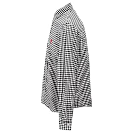 Ami-AMI Button Down A Heart Check Shirt in Navy Blue Cotton -Blue,Navy blue