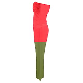 Autre Marque-Antonio Barardi One Shoulder Blouse and Trousers in Red Polyester-Red