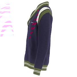 Alanui-Alanui Buttoned Cardigan in Navy Blue-Blue,Light blue