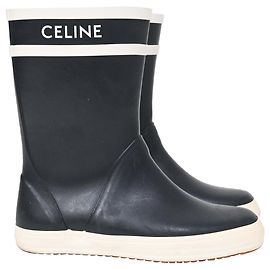 Céline Botas de chuva de borracha preta com logo Celine Preto