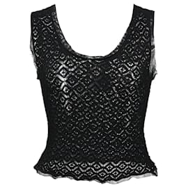 Dolce & Gabbana-Dolce & Gabbana Crochet Sleeveless Top in Black Cotton-Black