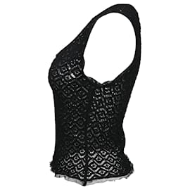 Dolce & Gabbana-Dolce & Gabbana Crochet Sleeveless Top in Black Cotton-Black