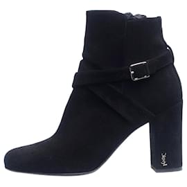 Saint Laurent-Black suede ankle boots - size EU 37.5-Black