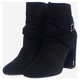 Saint Laurent-Black suede ankle boots - size EU 37.5-Black