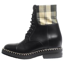 Autre Marque-Black leather lace-up ankle boots - size EU 38-Black