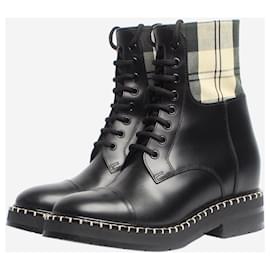 Autre Marque-Black leather lace-up ankle boots - size EU 38-Black