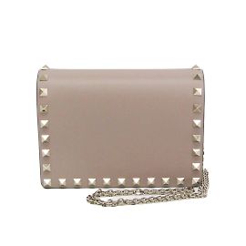 Borsa a Spalla in Pelle Valentino Garavani Rock Studs Beige