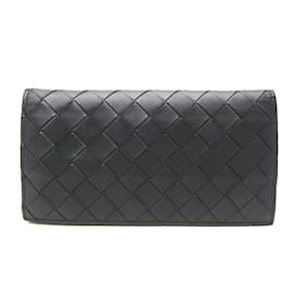 Bottega Veneta-Bottega Veneta Intrecciato Men's Leather Long Wallet-Black