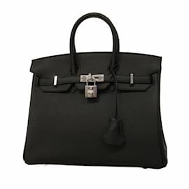 Hermès-Hermes Birkin 25 Handbag in Black Togo Leather-Black