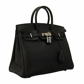 Hermès-Hermes Birkin 25 Handbag in Black Togo Leather-Black