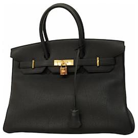 Hermès-Hermes Birkin 35 Handbag in Black Togo Leather-Black