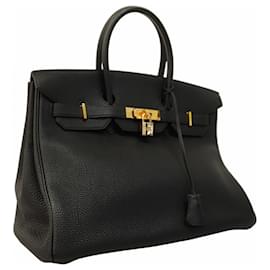 Hermès-Hermes Birkin 35 Handbag in Black Togo Leather-Black