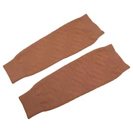 Hermès-NINE HERMES BROWN WOOL LEG WARMERS WITH H LOGO-Brown