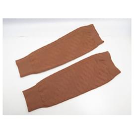 Hermès-NINE HERMES BROWN WOOL LEG WARMERS WITH H LOGO-Brown