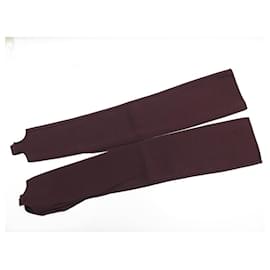 Hermès-NINE HERMES SILK KNIT RED MARSALA ARM WARMERS-Dark red