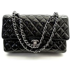CHANEL CLASSIC 11.12 MEDIUM TIMELESS QUILTED BLACK LEATHER HANDBAG Black