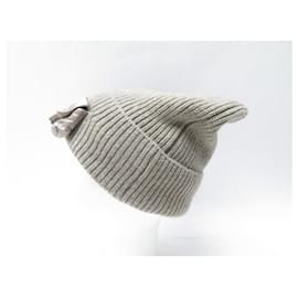 Fendi-NINE FENDI BEANIE BAGUETTE M L 56 60CM KNITTED WOOL BEANIE-Taupe