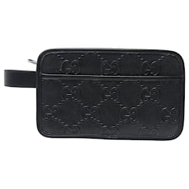 Gucci-NINE GUCCI TOILET BAG GG SUPREME 189818 POUCH 26CM POUCH-Black