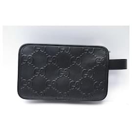 Gucci-NINE GUCCI TOILET BAG GG SUPREME 189818 POUCH 26CM POUCH-Black