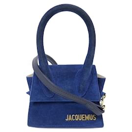 Jacquemus-JACQUEMUS LE CHIQUITO MINI BLUE SUEDE SHOULDER BAG PURSE-Blue